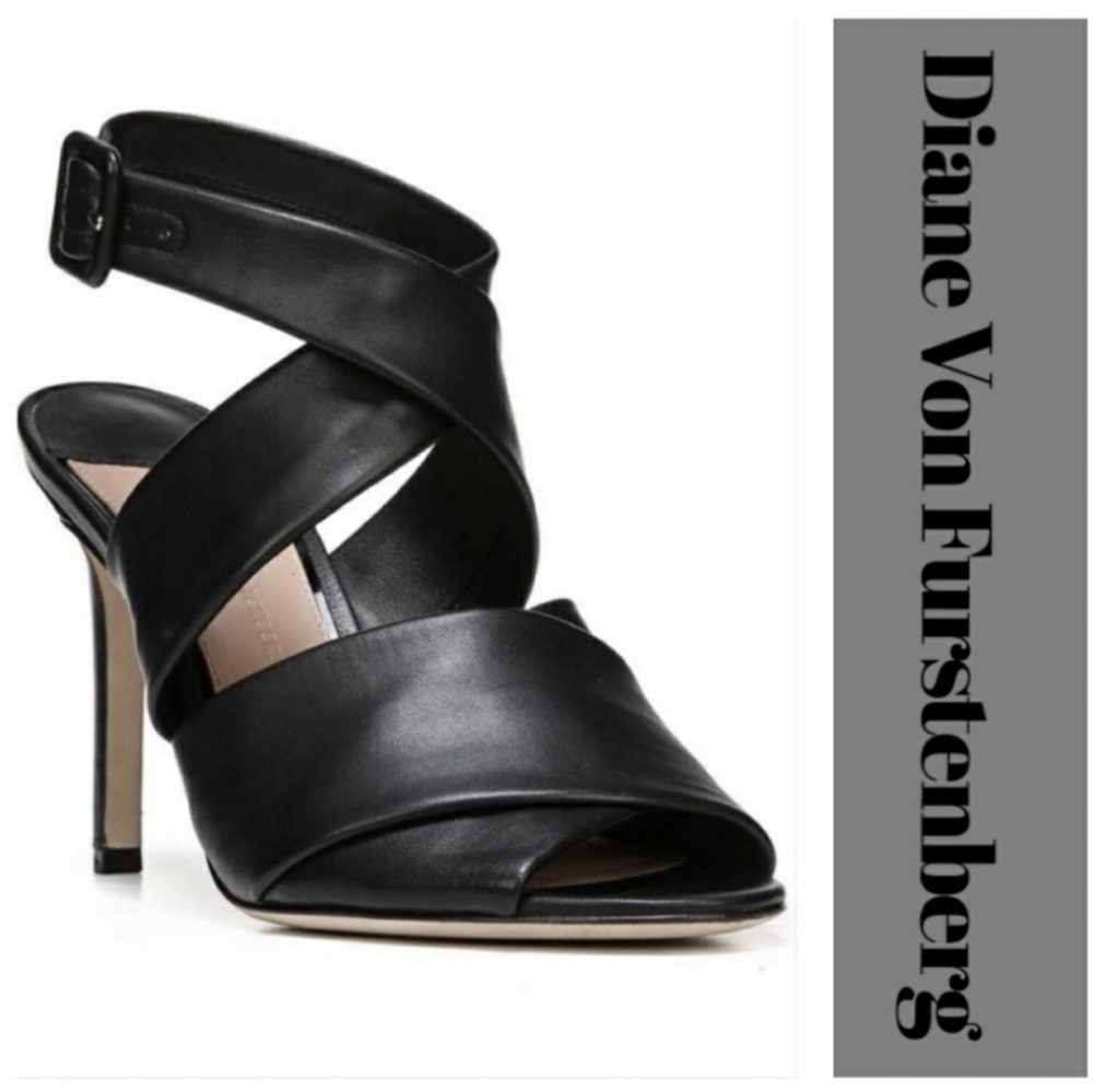 Diane Von Furstenberg Sondrio Leather Sandal Heels Sz7.5